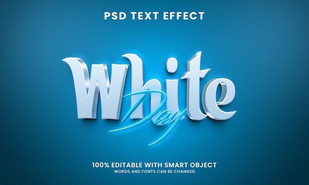 3d style white day text effect template