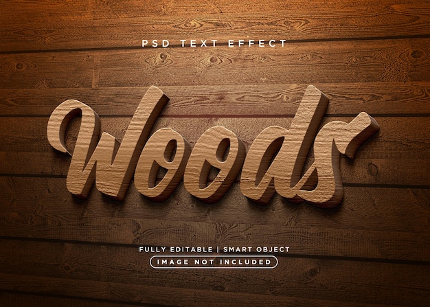 PSD 3d style wood text effect