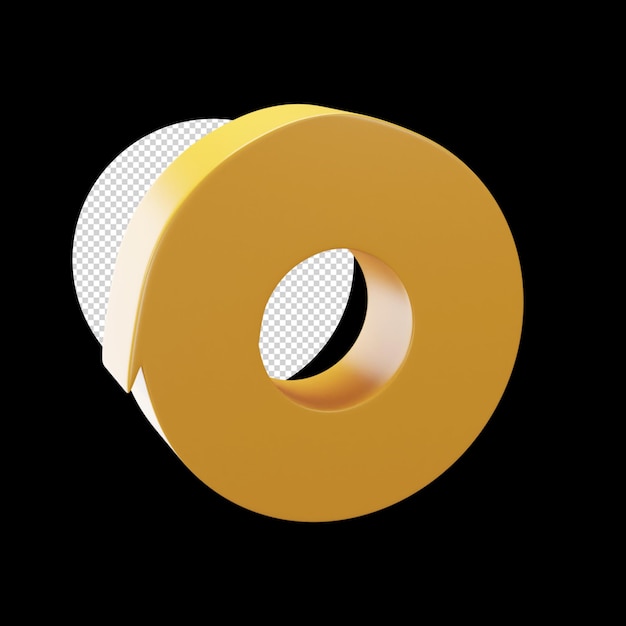 3D Style Yellow Tape Render Icon On Black Background