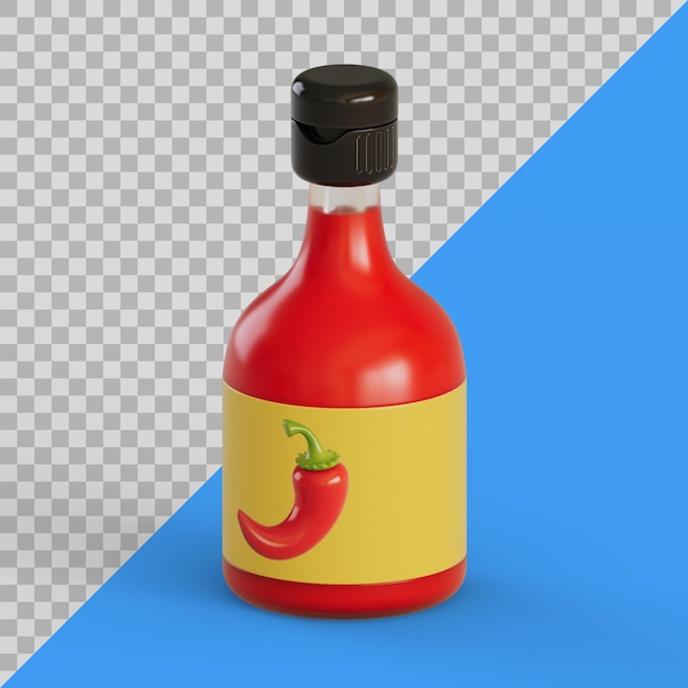 3D Stylized Hot Sauce Bottle