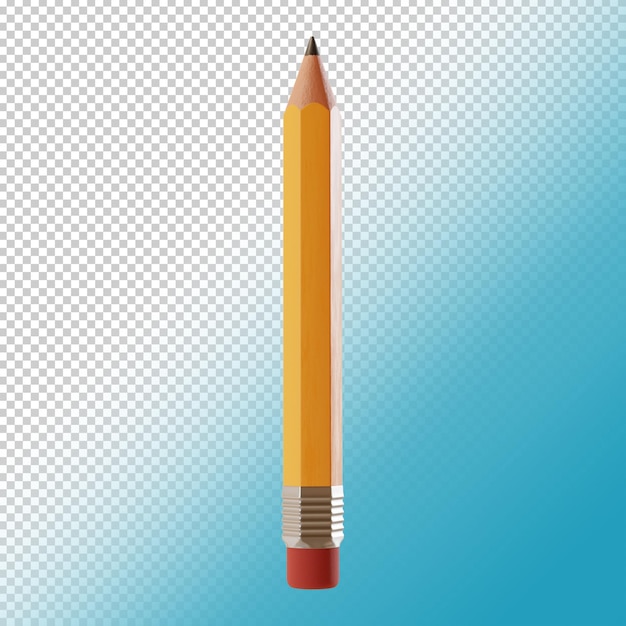 3D Stylized pencil on transparent background