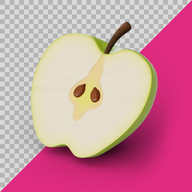 3D Stylized Sliced Green Apple