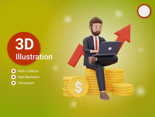 3d Successful investor with profit