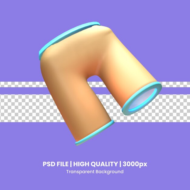 3D summer beach pants icon rendered isolated on the purple background