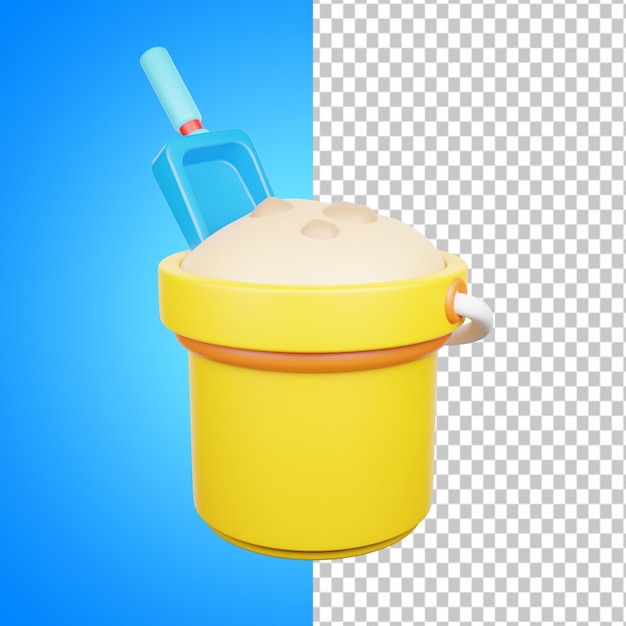 3D Summer Illustration Bucket of sand