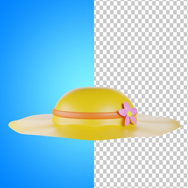 3D Summer Illustration straw hat