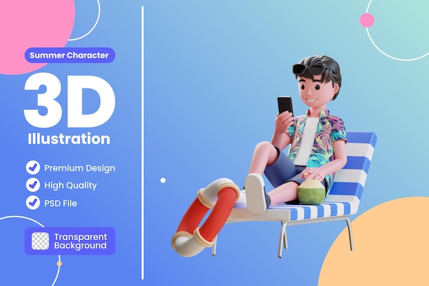 3D Summer Male Character Illustration