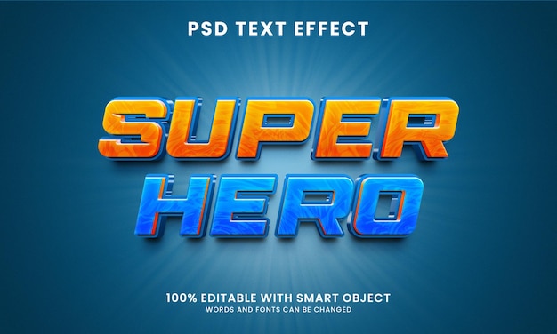 PSD 3d super hero text effect template