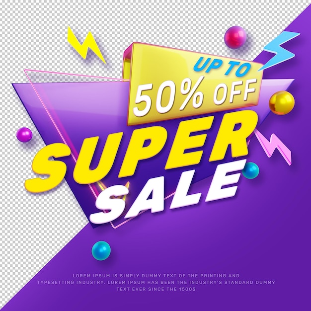 3D super sale discount tittle promotion banner