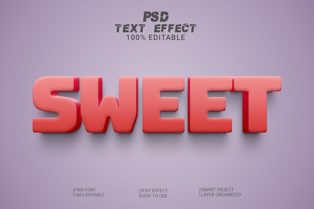 3d sweet psd text effect style editable