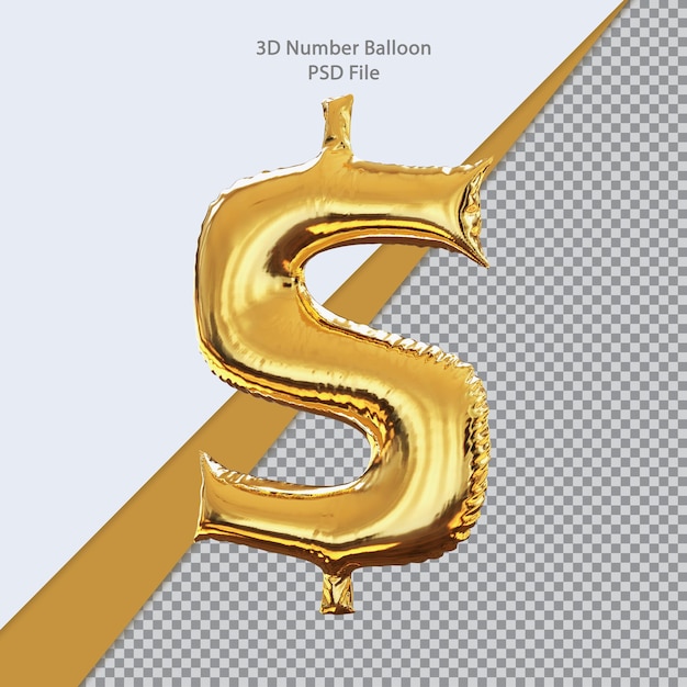 PSD 3d symbol dollar balloon golden