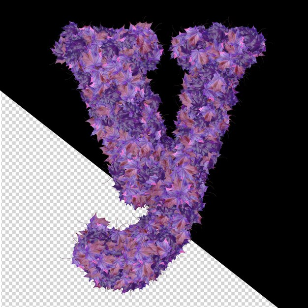 PSD 3d symbol from autumn purple leaves letter y