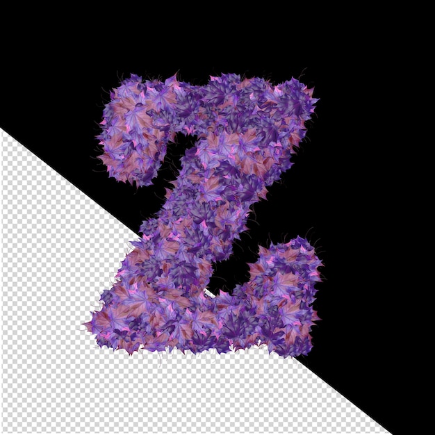 3d symbol from autumn purple leaves letter z