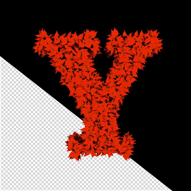 PSD 3d symbol from red leaves letter y