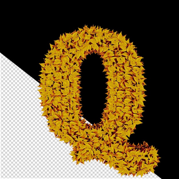 3d symbol from yellow leaves letter q