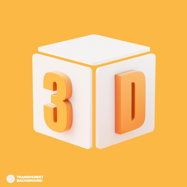 3D Symbol logo and icon concept Cube with 3d letters illustration on yellow background 3d rendering