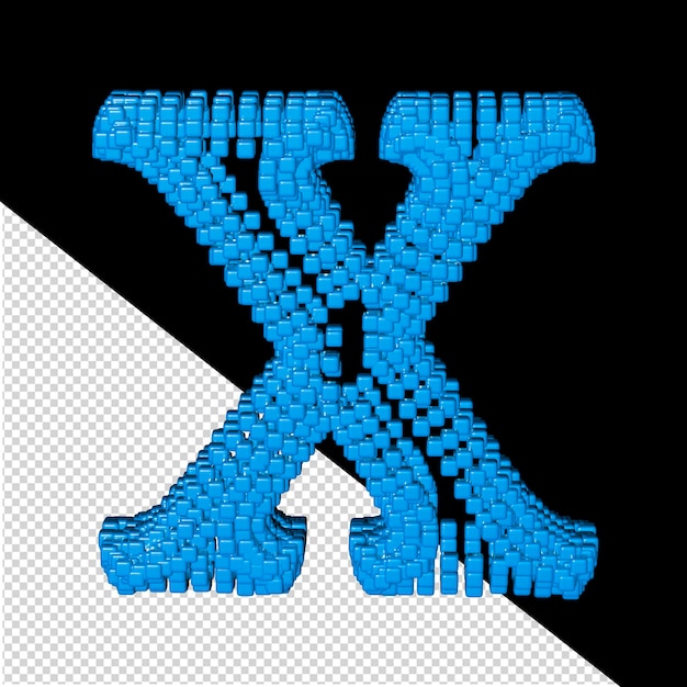 PSD 3d symbol made of blue cubes letter x