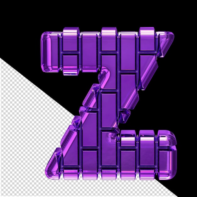 3d symbol made of dark purple vertical bricks letter z