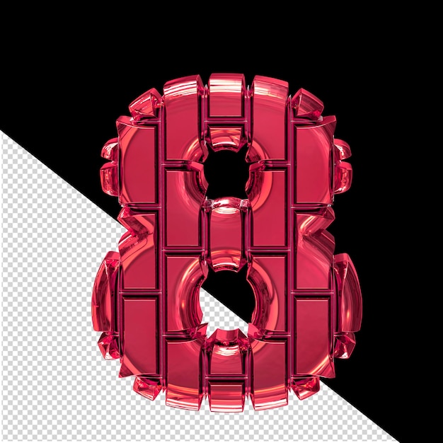 3d symbol made of red vertical bricks number 8