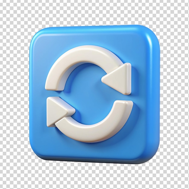 3d synchronization icon on transparent background