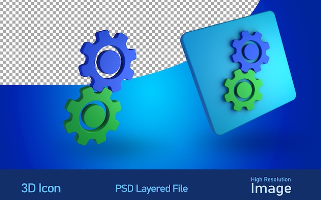 PSD 3d system properties management and working system machine icon in psd file