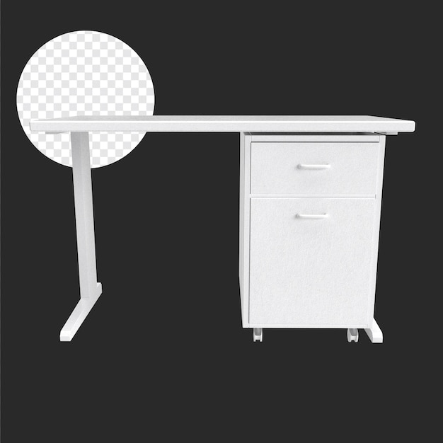 3d table work desk front view angle with white color simple furniture can for study