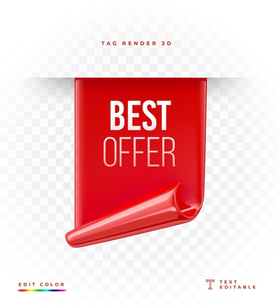 PSD 3d tag best offer rendering mockup isolated