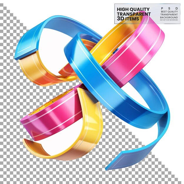 PSD 3d tape icon a colorful 3d tape icon representing sticky tape on transparent background