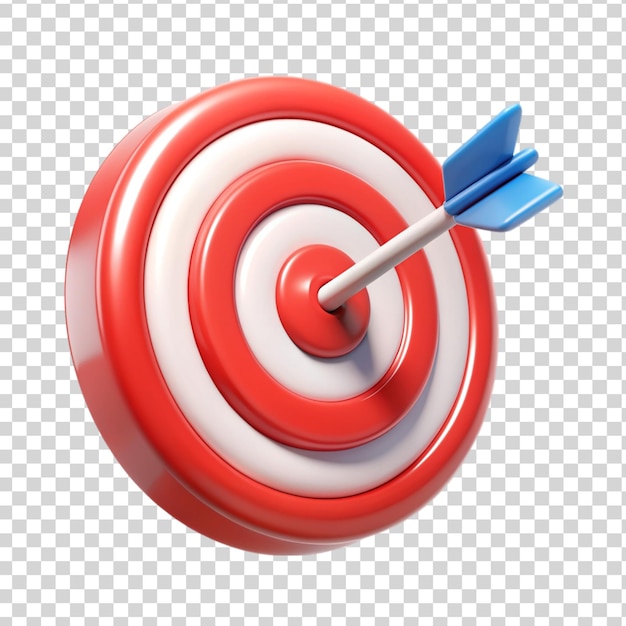 PSD 3d targeting icon with arrow on transparent background