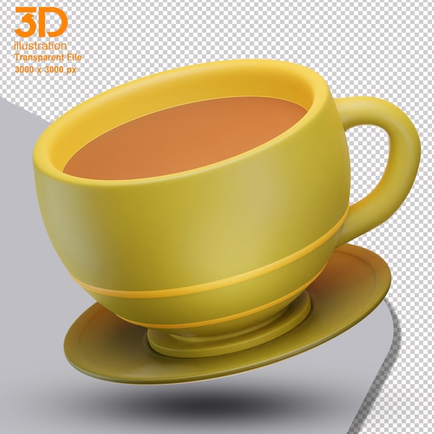 3D Tea Cup Illustration on isolated background