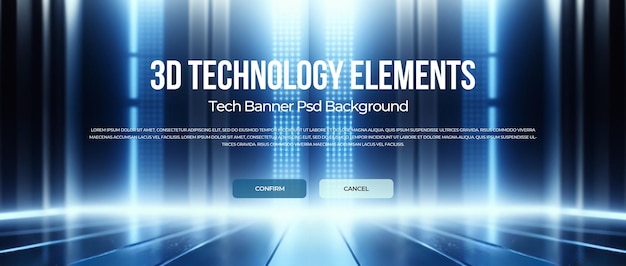 3D technology banner background psd