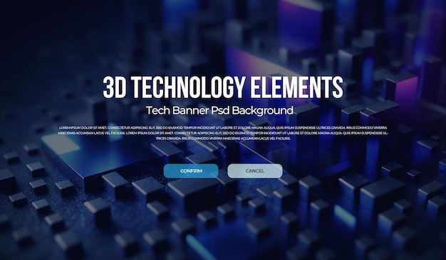 3D technology banner background psd