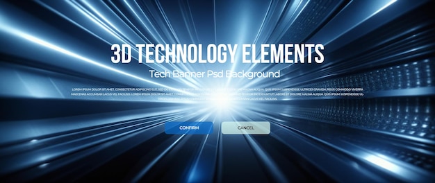 3D technology banner background psd