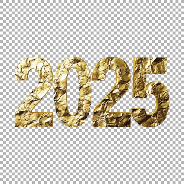 PSD 3d text of 2025 for new year on transparent background ai generated