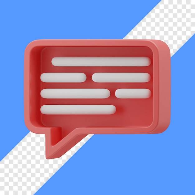 3d text box chat illustration with transparent background