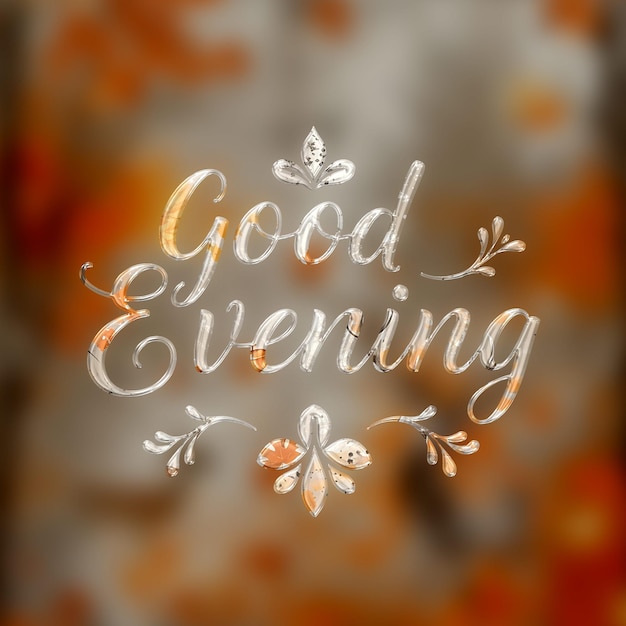 3D Text Design on Metallic Background Autumnal Forest With Silver Fluid Appearance Background Exhi