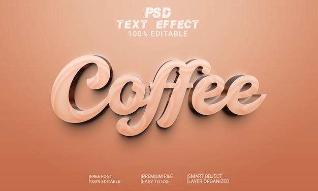 3D Text Effect Coffee PSD File