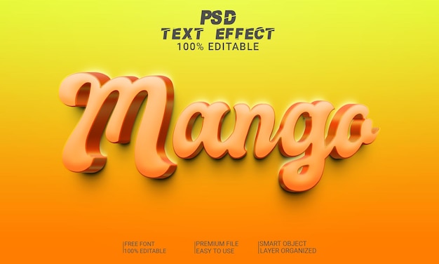 3D Text Effect Mango PSD File