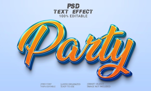 3D Text Effect Party PSD File