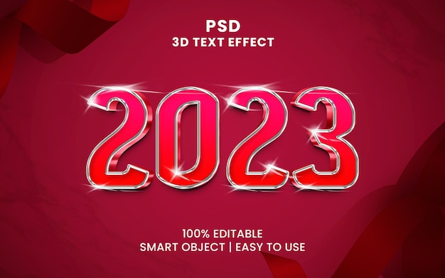 3D text effect A red background with the year 2023 on it