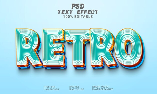 3D Text Effect Retro PSD File