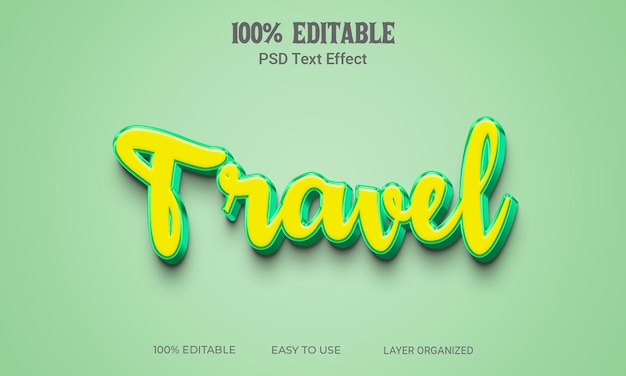 3d text effect Travel