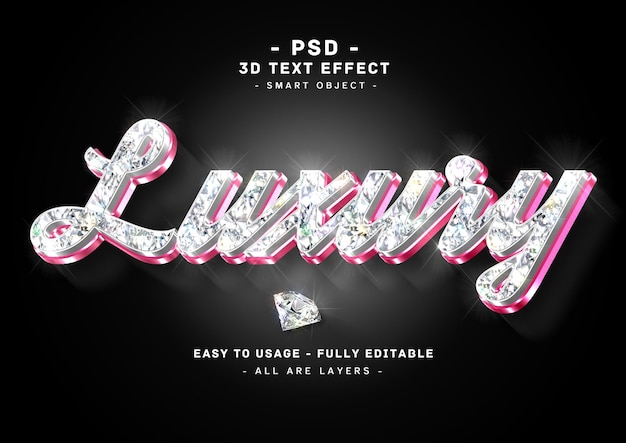 A 3d text effect with diamonds on the bottom