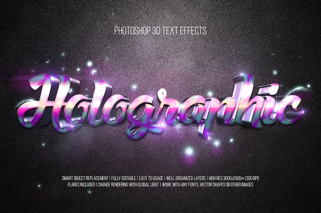 3D Text Effects - Holographic