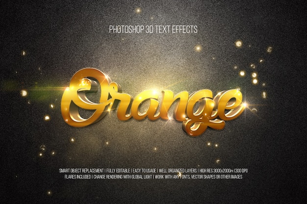 3D Text Effects - Orange