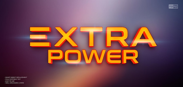 PSD 3d text extra power custom text editable 3d style effect