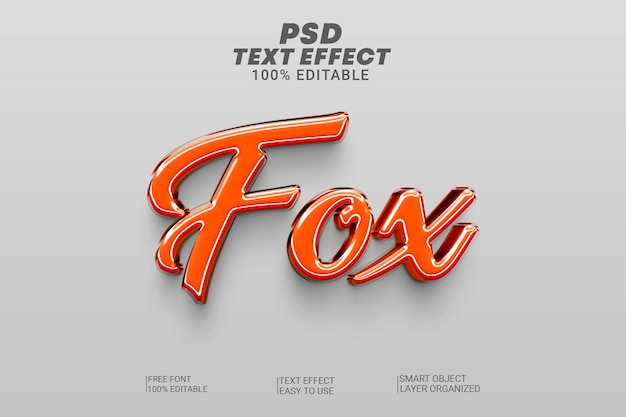 3d text style Fox psd editable file