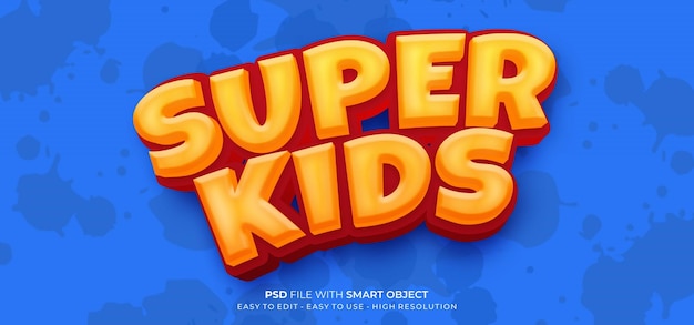 3d text super kids text effect editable text style