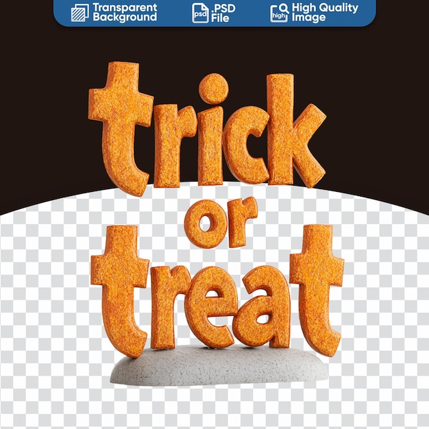 PSD 3d text trick or treat in a speech bubble for halloween celebration