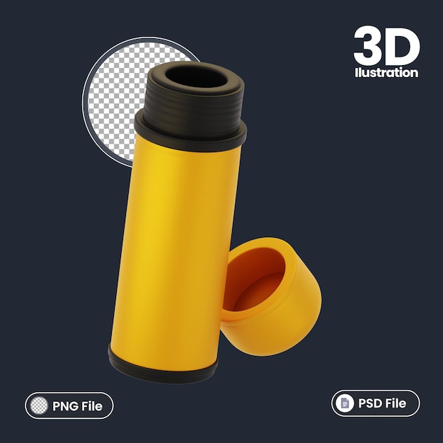 3d thermos illustration icon with adventure theme